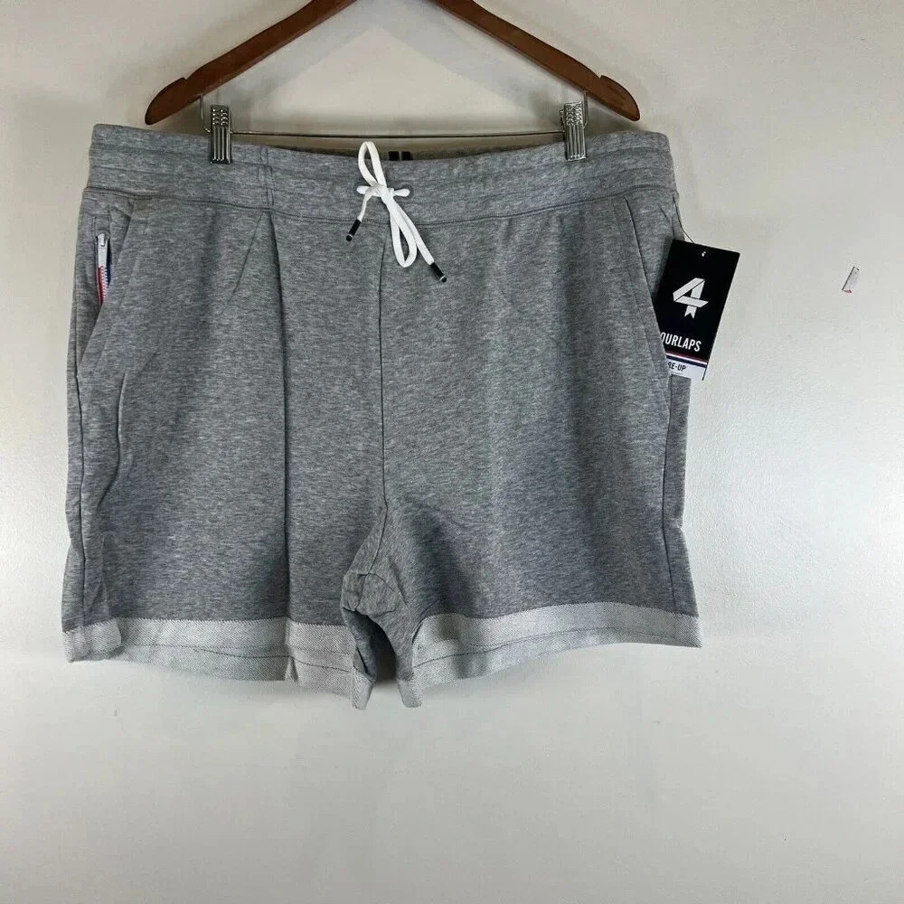Four Laps NWT Mens Rush Athletic Short Grey Heather XXL 2025-1-5 French Terry